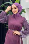 Aden Saten Elbise Lila