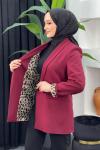 Adil Leopar Ceket Bordo