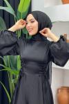 Afra Saten Elbise Siyah
