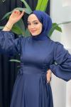 Afra Saten Elbise Lacivert
