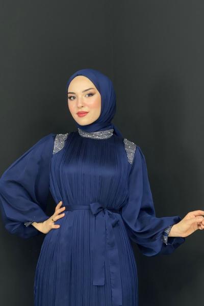 Ahu Taşlı Abiye Lacivert