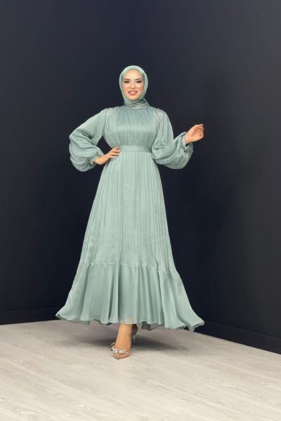 Ahu Taşlı Abiye Su Yeşili