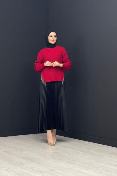 Asya Pileli Etek Siyah