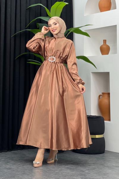 Bengisu Parlak Elbise Karamel