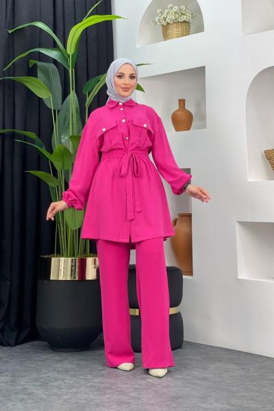 Buğlem Pantolonlu Takım Pembe