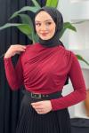Büzgülü Bluz Bordo