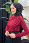 Büzgülü Bluz Bordo