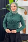Büzgülü Bluz Zümrüt