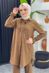 Çağla Pantolonlu Takım Kahverengi