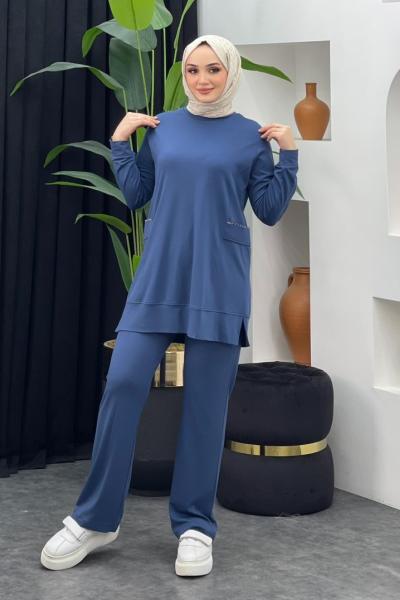 Cebi Taş Detaylı Takım İndigo Mavisi