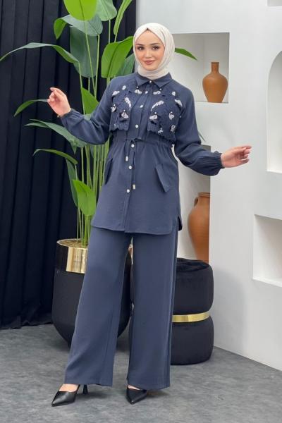 Çift Cep Pike Takım Lacivert