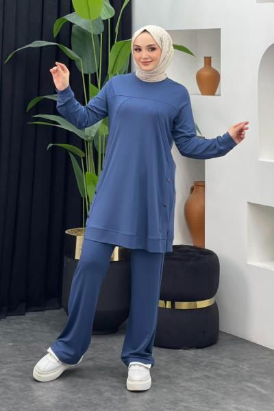 Çıtçıt Detaylı Takım İndigo Mavisi