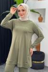 Çıtçıt Detaylı Takım Haki Yeşili