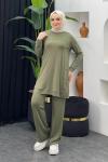 Çıtçıt Detaylı Takım Haki Yeşili