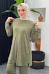 Çıtçıt Detaylı Takım Haki Yeşili