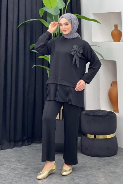 Damla Pantolonlu Takım Siyah
