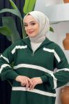 Derya Çizgili Elbise Zümrüt