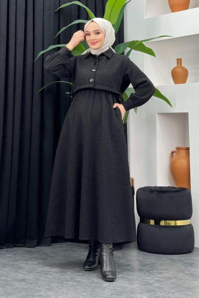 Dilan Simli Elbise Siyah