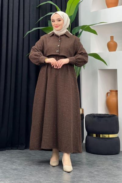 Dilan Simli Elbise Kahverengi