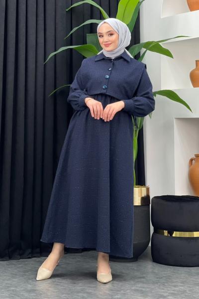 Dilan Simli Elbise Lacivert