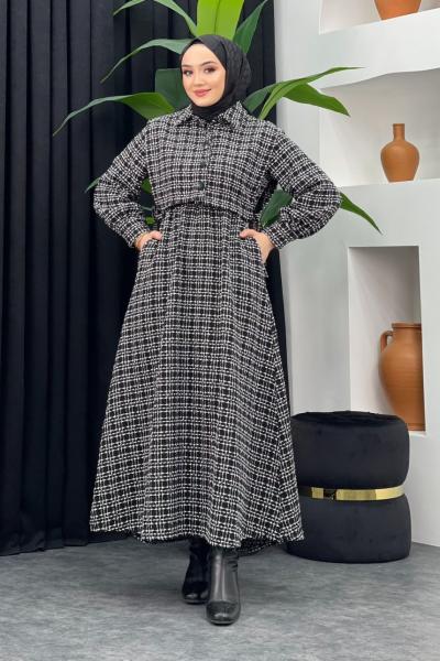 Dilan Simli Elbise Siyah / Beyaz