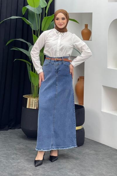 Emine Kot Etek Açık Mavi