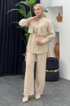 Nazlı Pantolonlu Takım Taş Rengi
