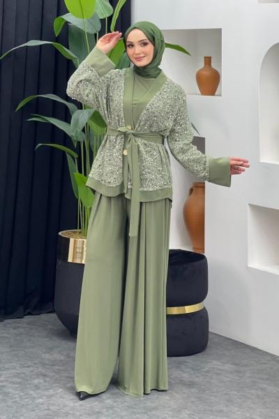 Fenomen Üçlü Abiye Takım Fıstık Yeşili