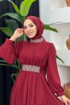 Firdevs Şifon Abiye Bordo