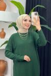 Fitilli Boydan Triko Elbise Zümrüt