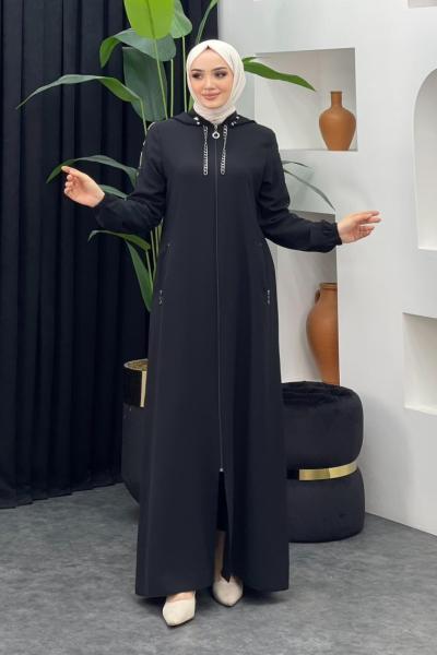 Gizem Kapşonlu Ferace Siyah