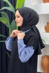 Gömlek Detaylı Triko Elbise Siyah