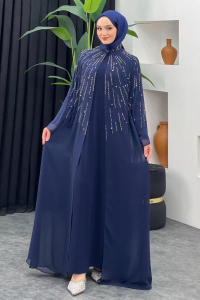 Heves Abaya Lacivert