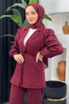 Hüda Pullu Abiye Takım Bordo