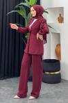 Hüda Pullu Abiye Takım Bordo