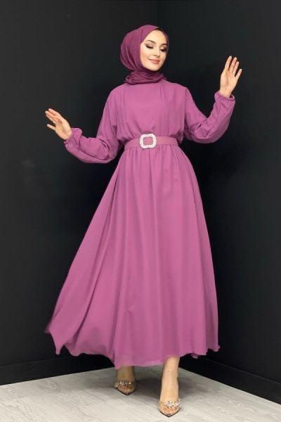 İrem Şifon Elbise Pembe