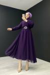 İrem Şifon Elbise Mor