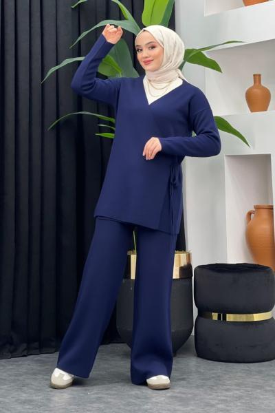 Işıl Triko Pantolonlu Takım Lacivert