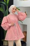 Jakarlı Ceket Pembe