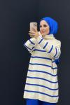Kamyoncu Yaka Triko Takım Saks Mavisi