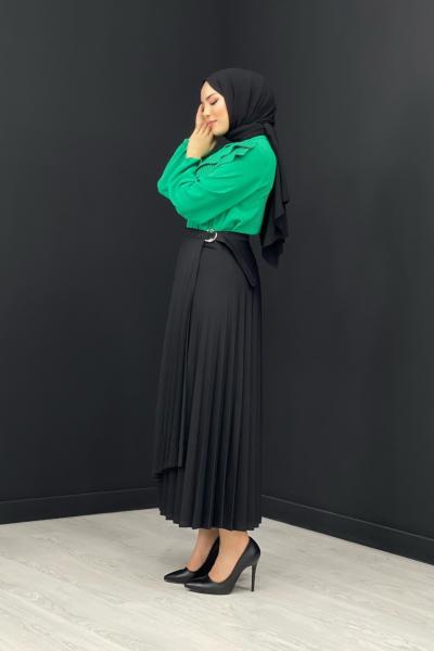 Kat Detaylı Etek Siyah