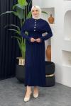 Kelebek Pelerinli Elbise Lacivert