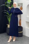Kelebek Pelerinli Elbise Lacivert