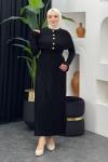 Kelebek Pelerinli Elbise Siyah