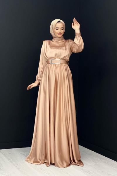 Kemeri Tokalı Abiye Bej