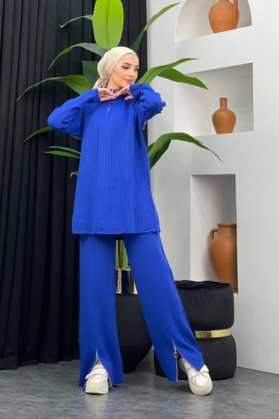 Kış Triko Pantolonlu Takım Saks Mavisi