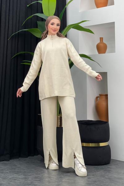 Kış Triko Pantolonlu Takım Taş Rengi