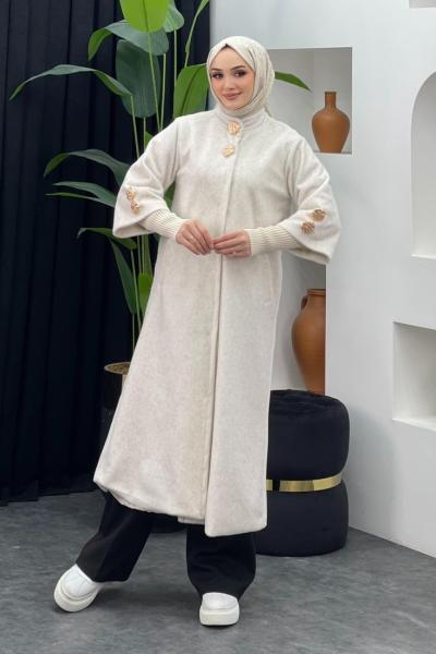 Kolları Örme Angora Kaban Ekru/Beyaz