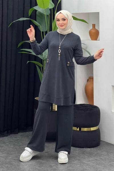 Kolye Hediyeli Takım Antrasit