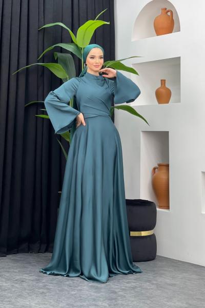 Kutlu Saten Abiye Petrol Yeşili